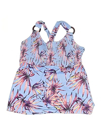 Pre-owned Jessica Simpson Swimsuit Top Blue Print Pattern Swimwear