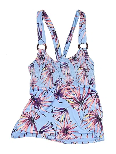 Pre-owned Jessica Simpson Swimsuit Top Blue Print Pattern Swimwear