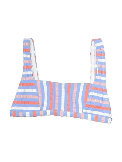 Pre-owned Jessica Simpson Swimsuit Top Blue Stripes Pattern Swimwear