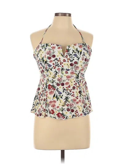 Pre-owned Jessica Simpson Swimsuit Top Ivory Halter Neckline Swimwear In White