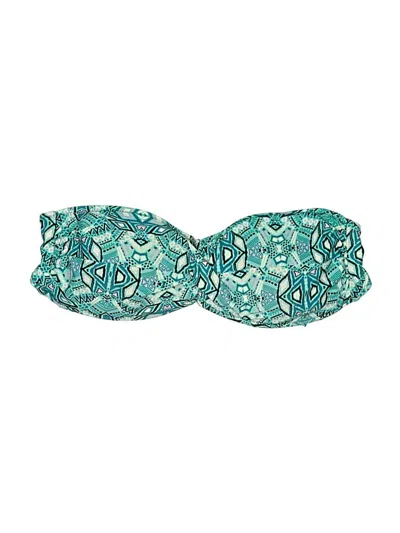 Pre-owned Jessica Simpson Swimsuit Top Teal Paisley Pattern Swimwear