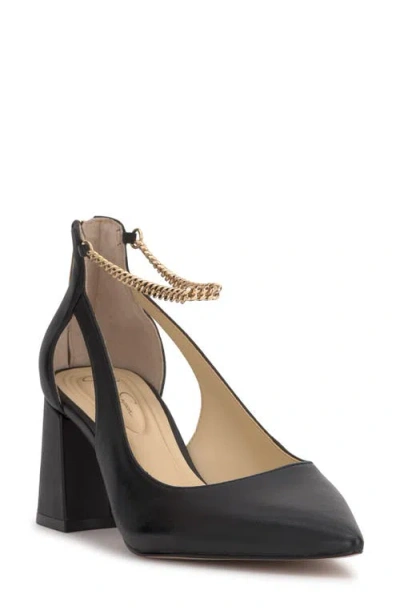 Jessica Simpson Sylan Chain Ankle Strap Pointed Toe Pump In Black