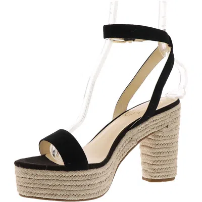 Jessica Simpson Symia Womens Floral Ankle Strap Platform Heels In Black