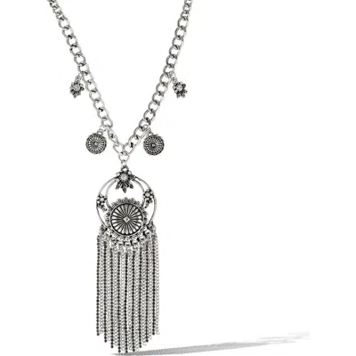 Jessica Simpson Tassel Statement Necklace In Silver