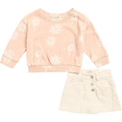 Jessica Simpson Babies'  Terry Sweater & Skort Set In Pink