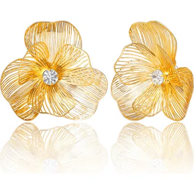 Jessica Simpson Textured Gold-tone Petal Flower Stud Earrings