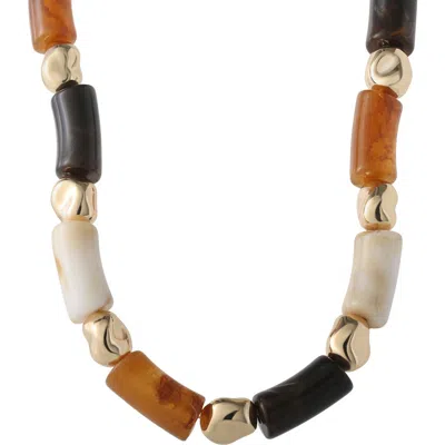 Jessica Simpson Thick Beaded Necklace, 18 Inch + 2 Inch Extender, Gold-tone Plated Fashion Jewelry In Multi