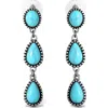 Jessica Simpson Three Stone Drop Earrings In Blue