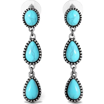 Jessica Simpson Three Stone Drop Earrings In Blue