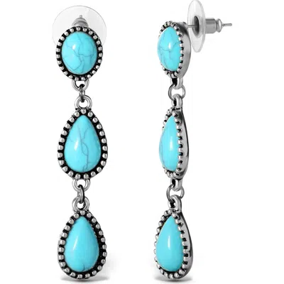 Jessica Simpson Three Stone Drop Earrings In Multi