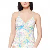 Jessica Simpson Tie Dye Stretch Cross-back Tankini In Spritz Multi In Blue