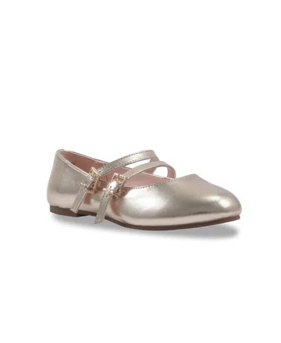 Jessica Simpson Kids' Toddler And Big Girls Amy Double Strap Ballet Flat In Soft Gold