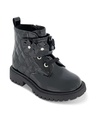 Jessica Simpson Kids' Toddler Girls Daria Flower Moto Boot In Black