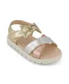 Jessica Simpson Toddler Girls Tia Cross Puffy Bow Casual Sandals In Metallic Multi