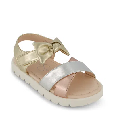 Jessica Simpson Kids' Toddler Girls Tia Cross Puffy Bow Casual Sandals In Metallic Multi