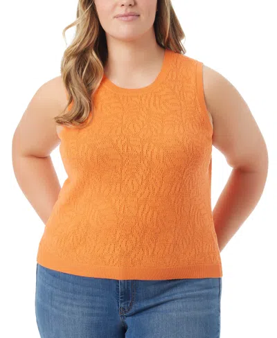 Jessica Simpson Trendy Plus Size Astrid Pointelle Tank Top In Mandarin Orange