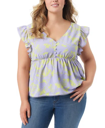 Jessica Simpson Trendy Plus Size Inge Flutter Tie-back Top In Sweet Lavender