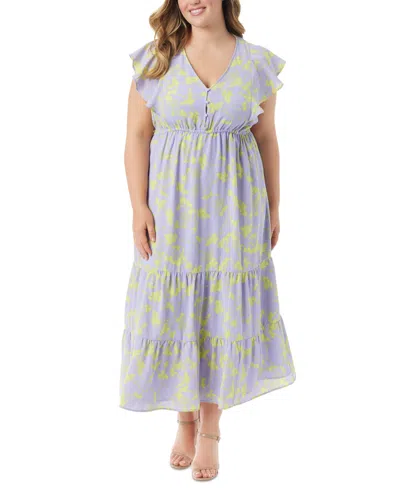 Jessica Simpson Trendy Plus Size Kariana Flutter-sleeve Dress In Sweet Lave