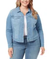 Jessica Simpson Trendy Plus Size Pixie Long Sleeve Denim Jacket In Go Steady