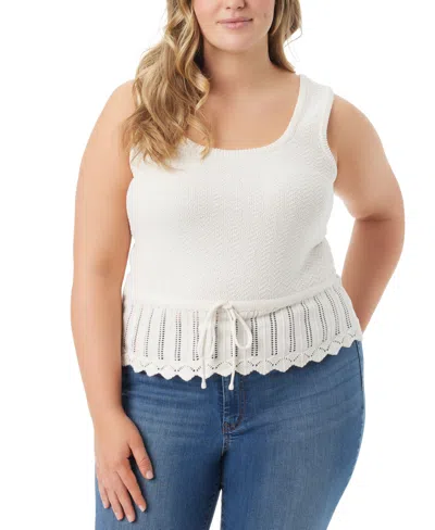 Jessica Simpson Trendy Plus Size Sierra Drawstring Sweater Tank Top In Gardenia