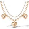 Jessica Simpson Triple Heart Statement Necklace In Gold