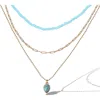Jessica Simpson Turquoise And Blue-bead Layered Necklace In Gold