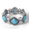 Jessica Simpson Turquoise And Silver Stretch Bracelet With Western Motif In Blue