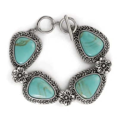 Jessica Simpson Turquoise Gemstone Flower Bracelet In Multi