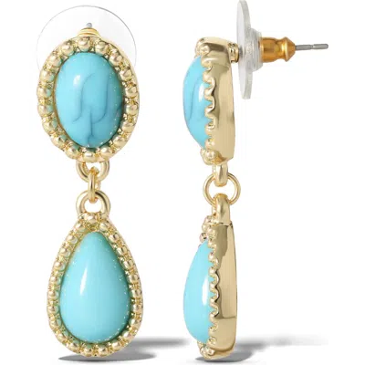 Jessica Simpson Turquoise Oxidized Dangle Earrings In Blue