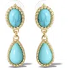 Jessica Simpson Turquoise Oxidized Dangle Earrings In Gold