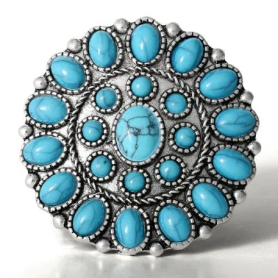Jessica Simpson Turquoise Stone Ring In Silver
