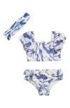 Jessica Simpson Babies' Two-piece Swimsuit & Headband Set In Multi
