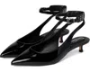 Jessica Simpson Vellana Ankle Strap Pointed Toe Kitten Heel Pump In Black