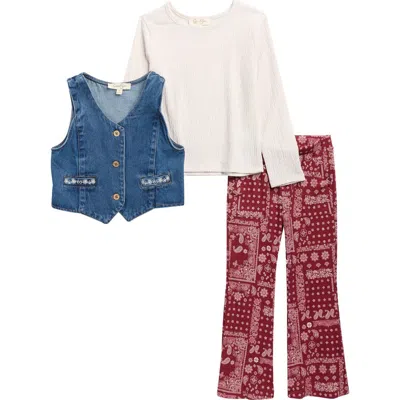 Jessica Simpson Kids'  Vest, Long Sleeve Top & Leggings In Blue