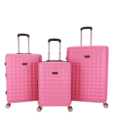 Jessica Simpson Vibrance 3 Piece Hardside Luggage Set In Pink