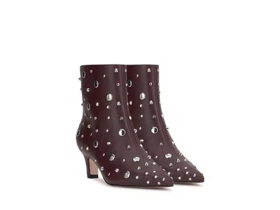 Jessica Simpson Viviana Kitten Heel Studded Bootie In Burgundy