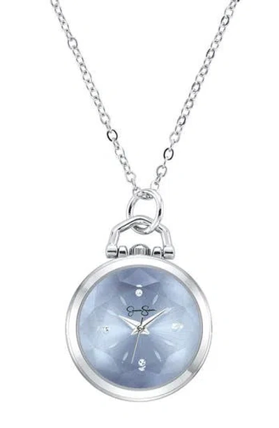 Jessica Simpson Watch Pendant Necklace In Silver
