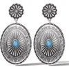 Jessica Simpson Western Round Concho Drop Earrings In White