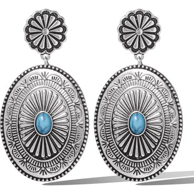 Jessica Simpson Western Round Concho Drop Earrings In White