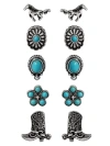 Jessica Simpson Western Turquoise Earring Set In Silver