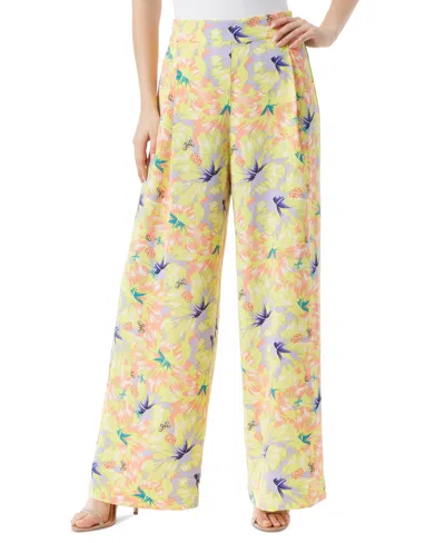 Jessica Simpson Winnie Floral-print Pull-on Wide-leg Pants In Apricot Hibiscus