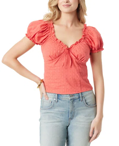 Jessica Simpson Women's Addy Cotton Puff-sleeve Top In Rose Of Sharon