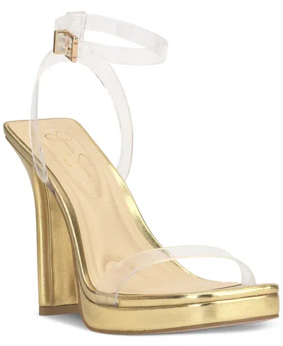 Jessica Simpson Women's Adonia Two-piece Platform Dress Sandals In Clear,gold