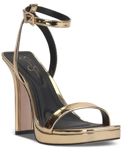 Jessica Simpson Women's Adonia Two-piece Platform Dress Sandals In Gold Metallic