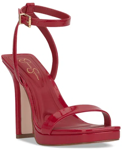 Jessica Simpson Adonia Ankle Strap Platform Sandal In Red Muse Patent