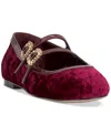 Jessica Simpson Allista Mary Jane Flat In Oxblood Crushed Velvet
