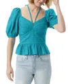 Jessica Simpson Women's Ami Cotton Sweetheart Halter-tie Top In Pagoda Blue