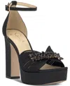 Jessica Simpson Anissia Ankle Strap Platform Pump In Black Moire Satin