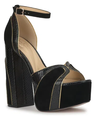 Jessica Simpson Avele Ankle Strap Block Heel Platform Sandal In Black