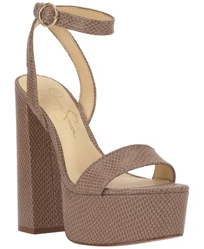 Jessica Simpson Axtyn Ankle Strap Platform Sandal In Brown